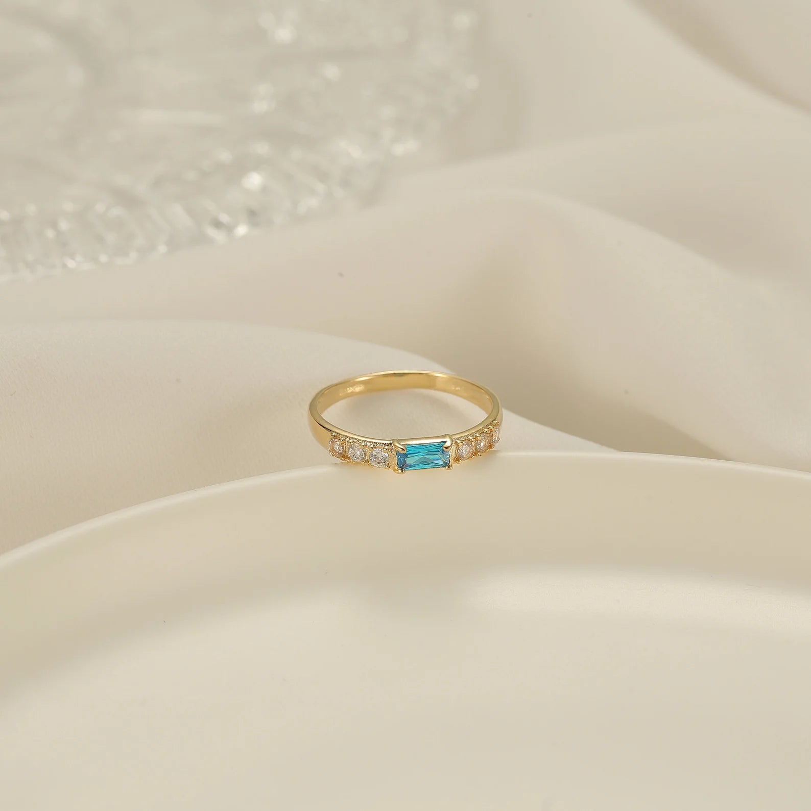 Dainty Baguette Birthstone Ring