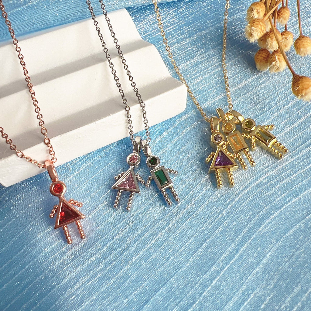 Kid Birthstone Necklace For Mom