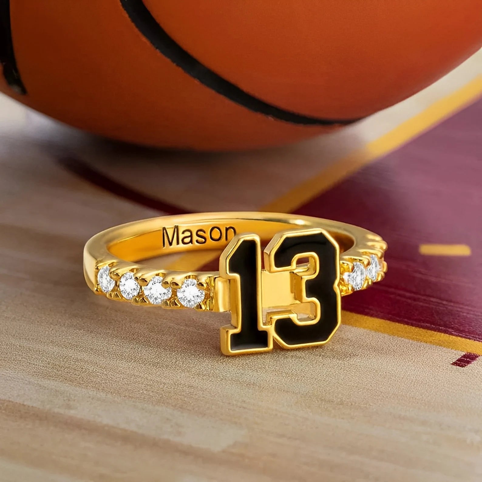 Sports Number Birthstone Ring