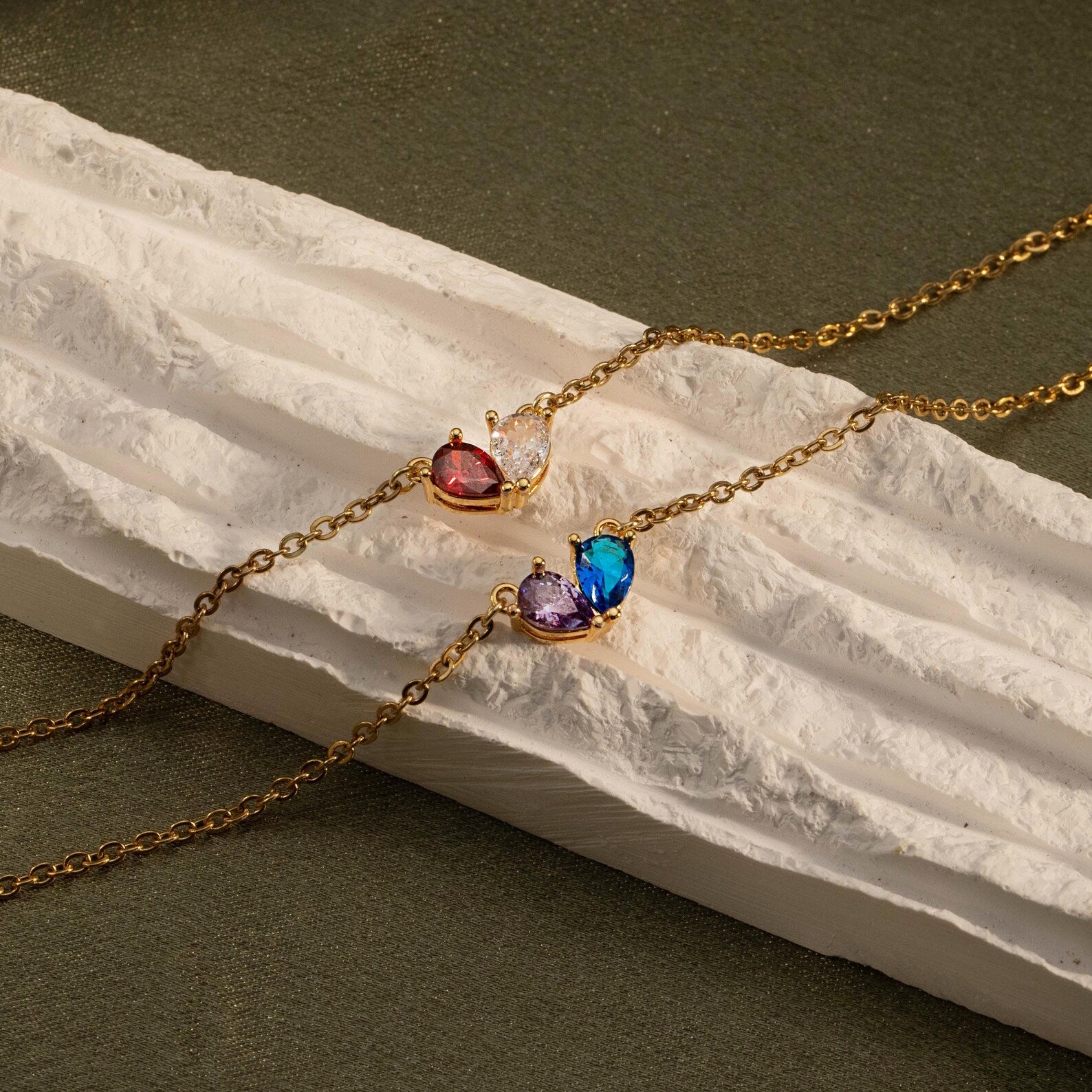 Teardrop Double Birthstone Bracelet
