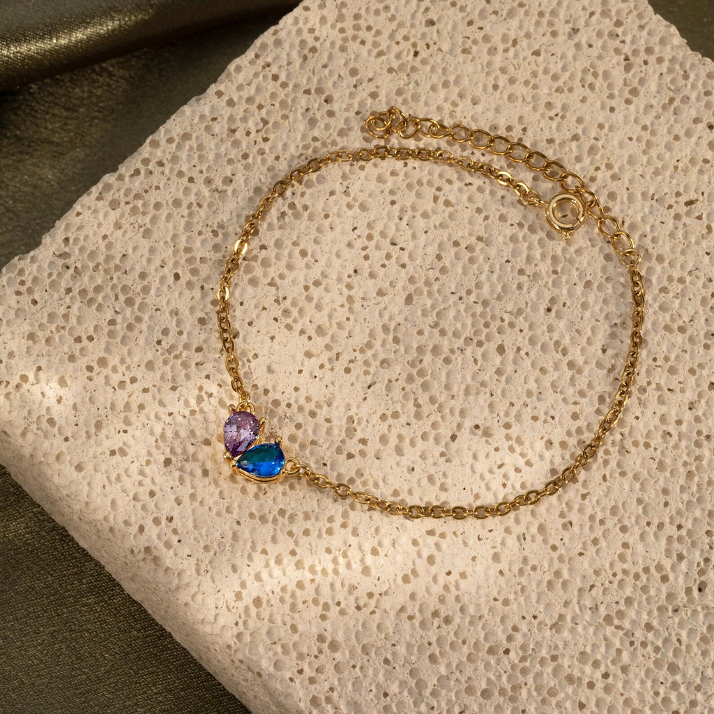 Teardrop Double Birthstone Bracelet