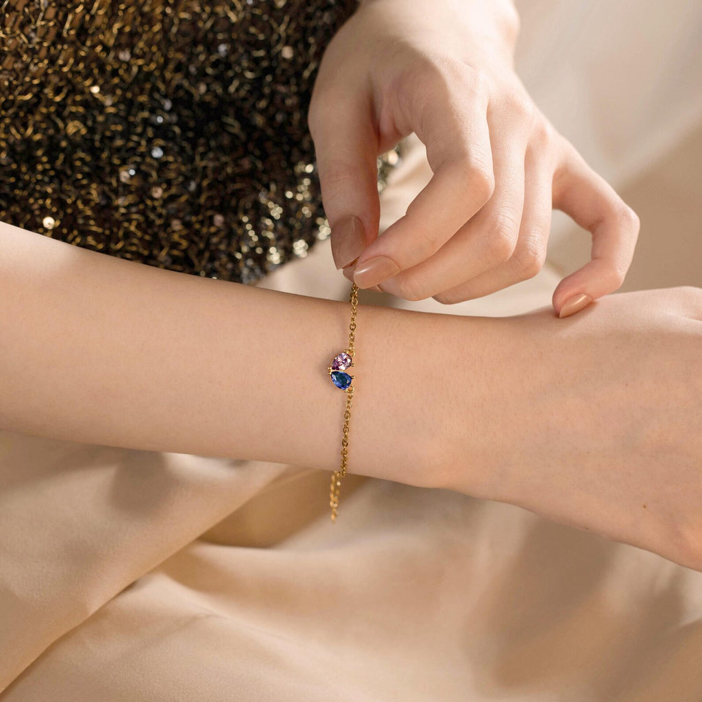 Teardrop Double Birthstone Bracelet