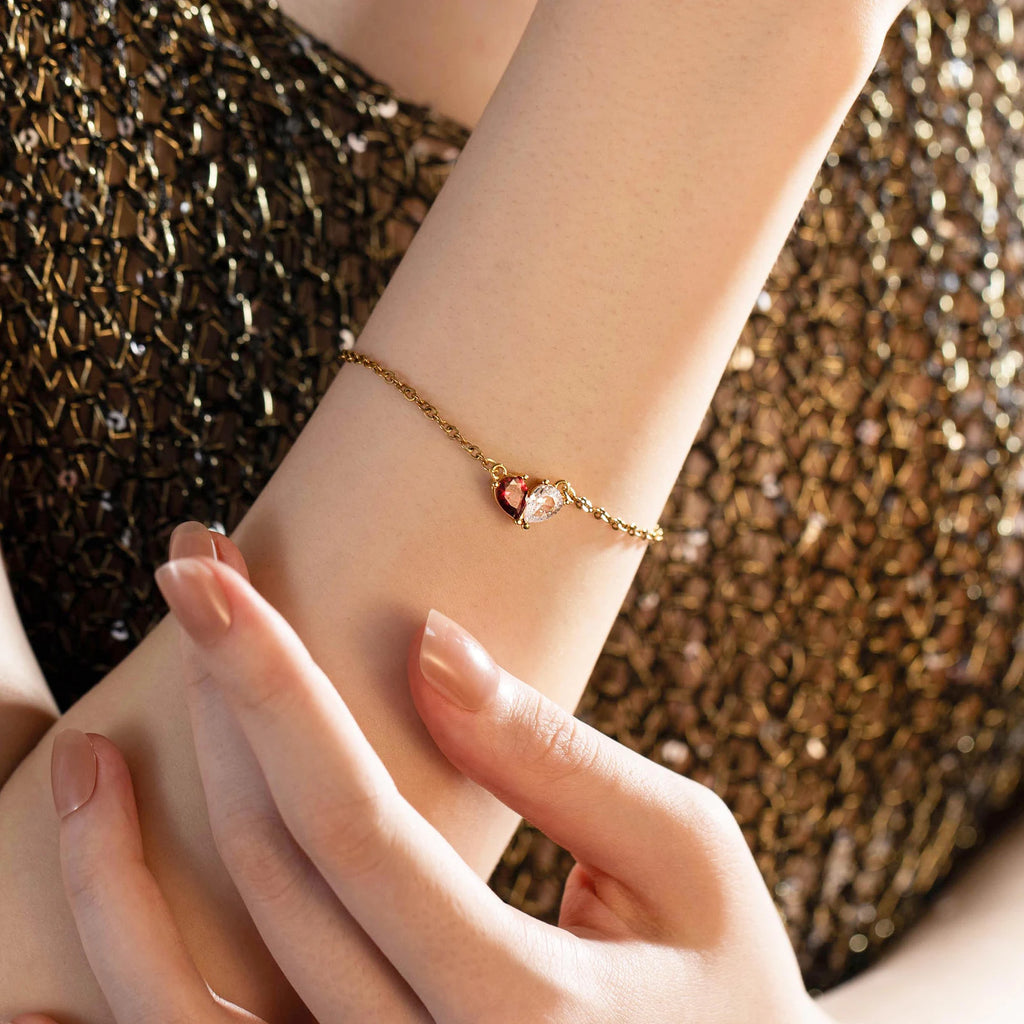 Teardrop Double Birthstone Bracelet