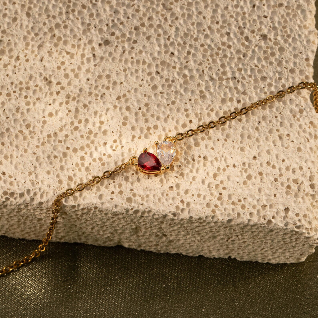 Teardrop Double Birthstone Bracelet