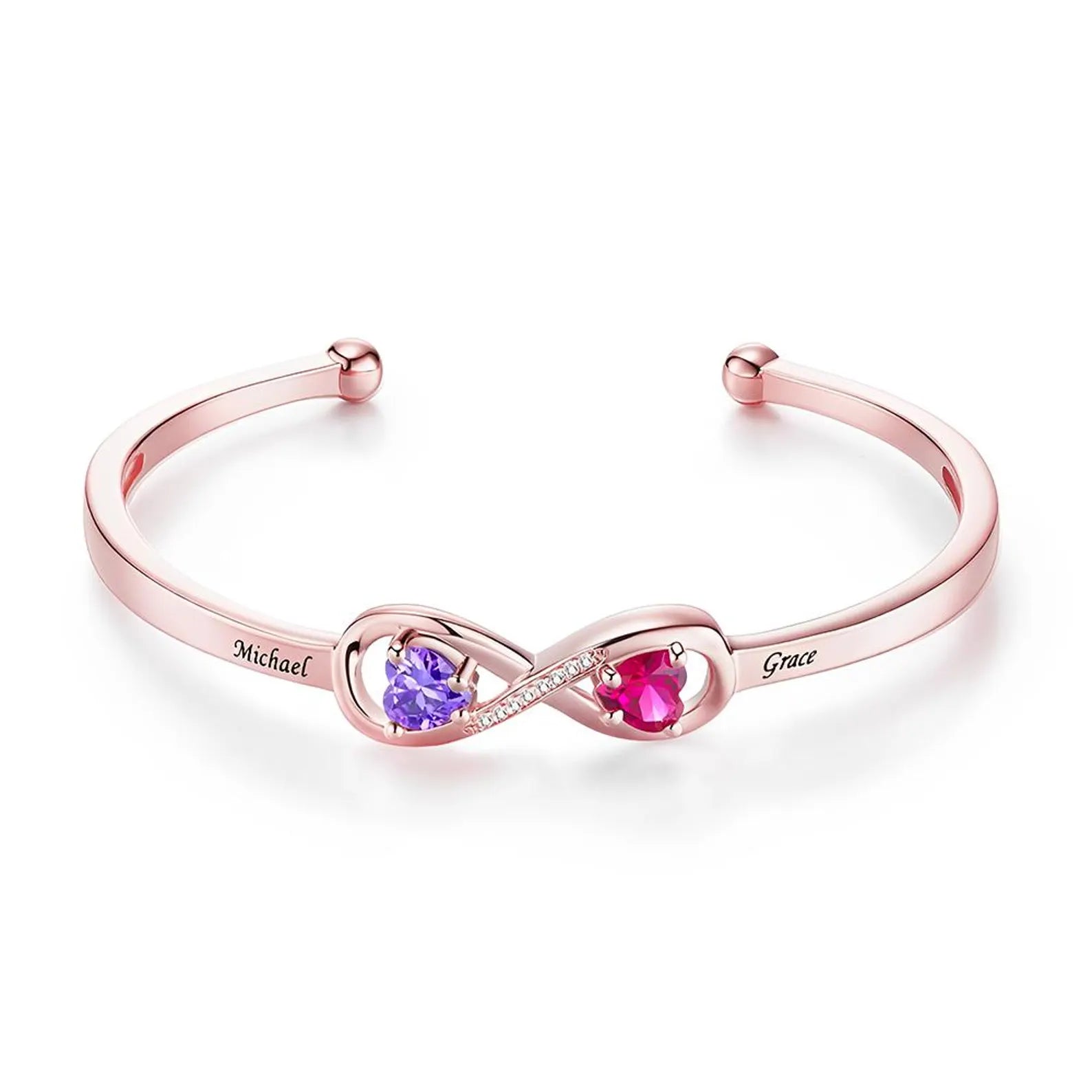 Double Heart Birthstone Bracelet