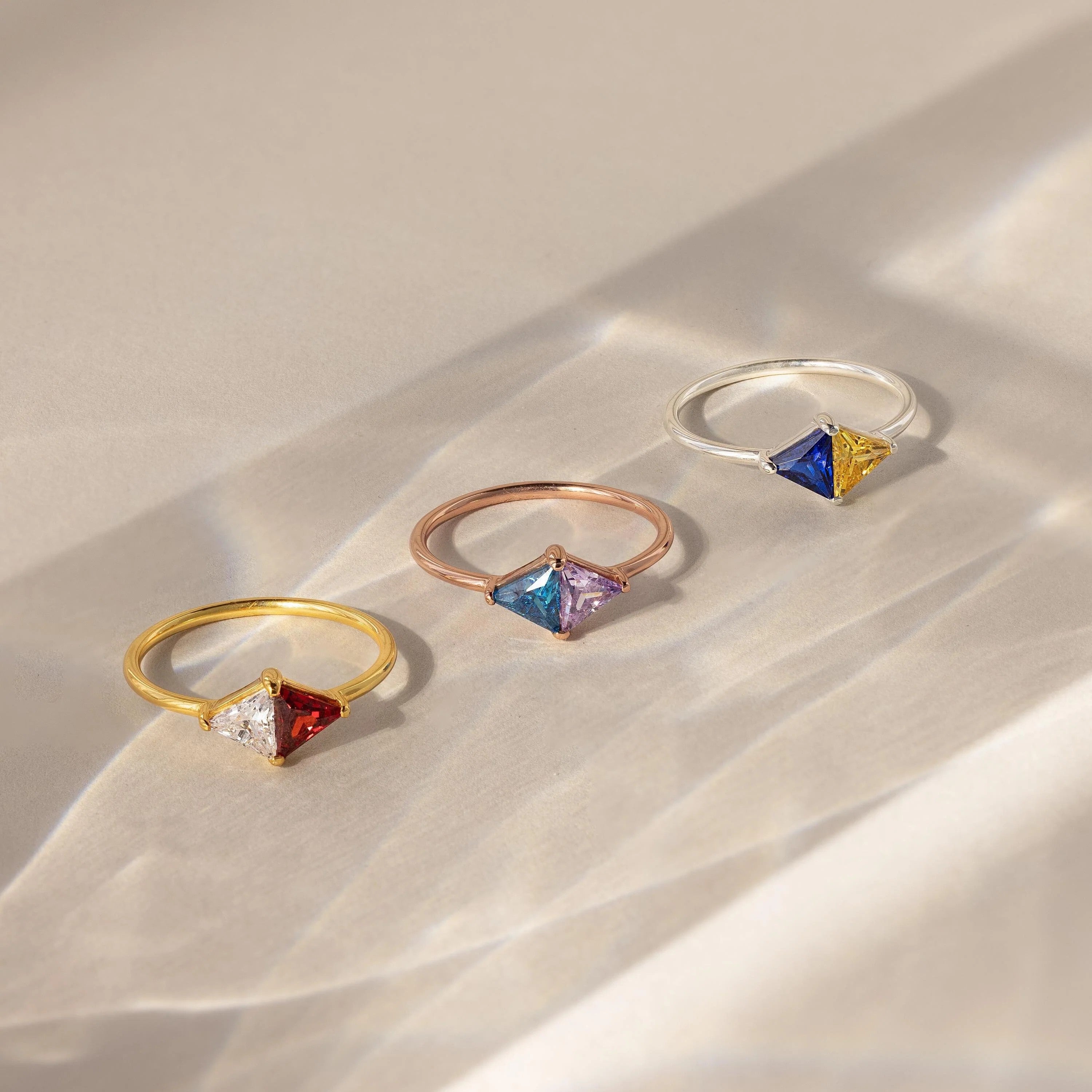 Couple Birthstone ,Toi et Moi Copper Ring