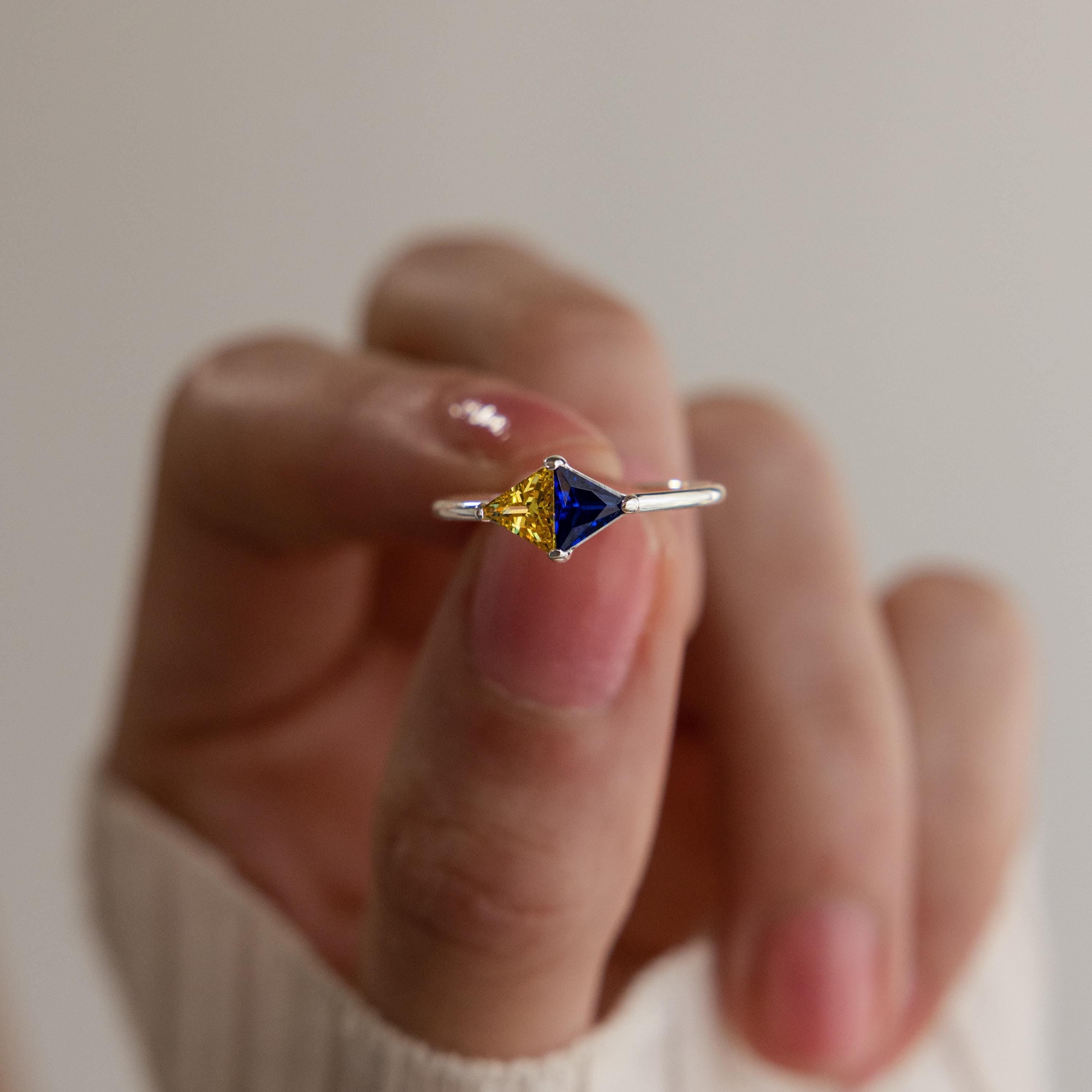 Couple Birthstone ,Toi et Moi Copper Ring