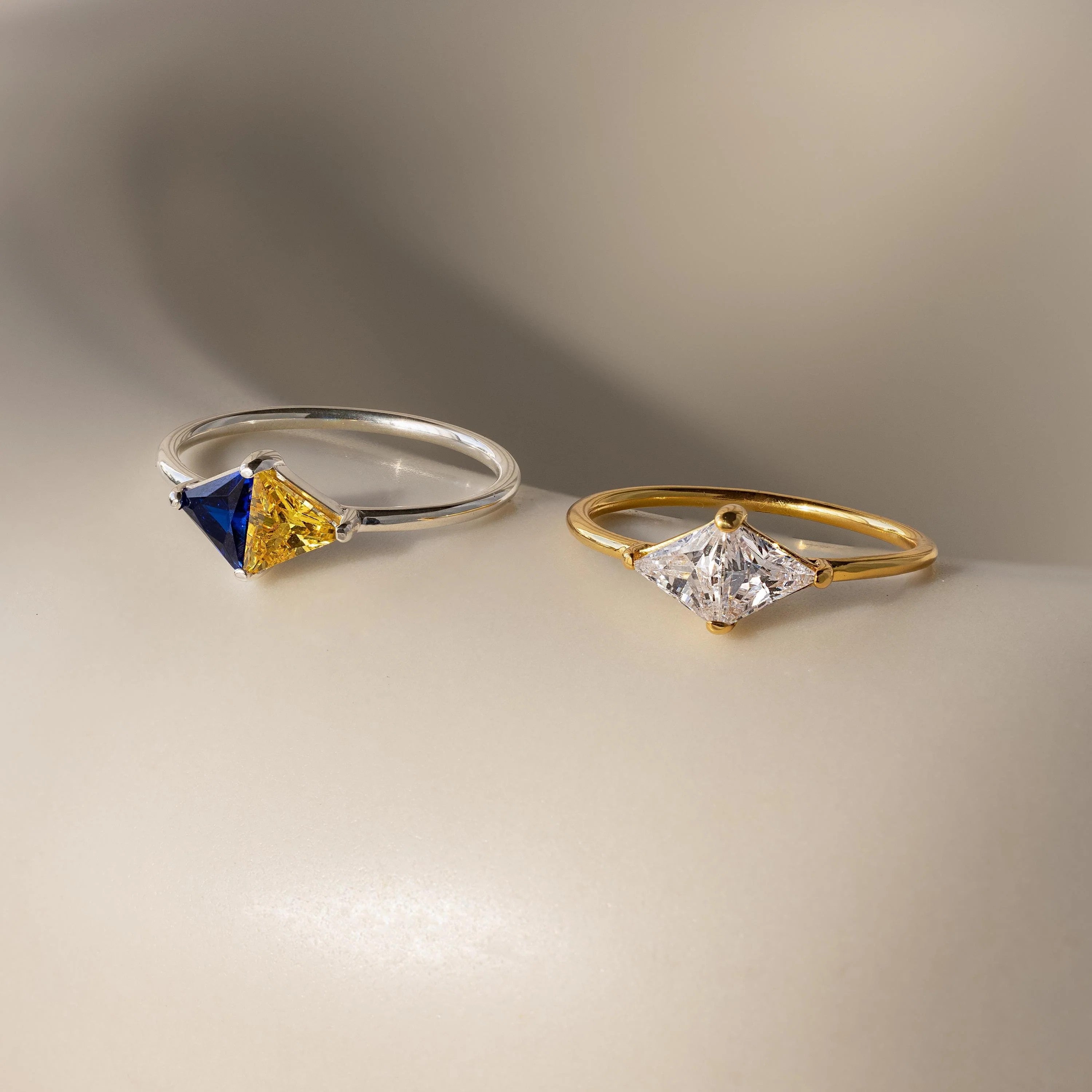 Couple Birthstone ,Toi et Moi Copper Ring