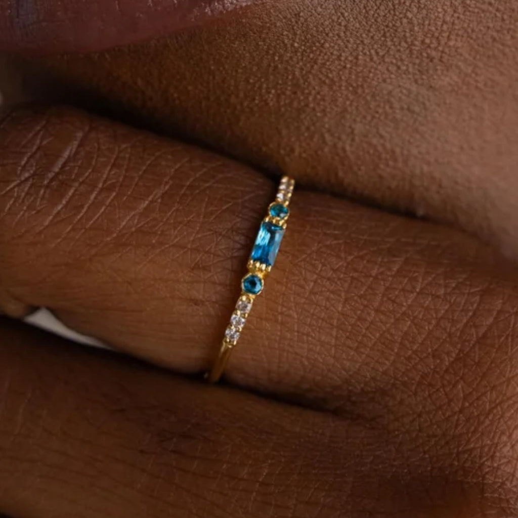 Pave Birthstone Baguette Ring