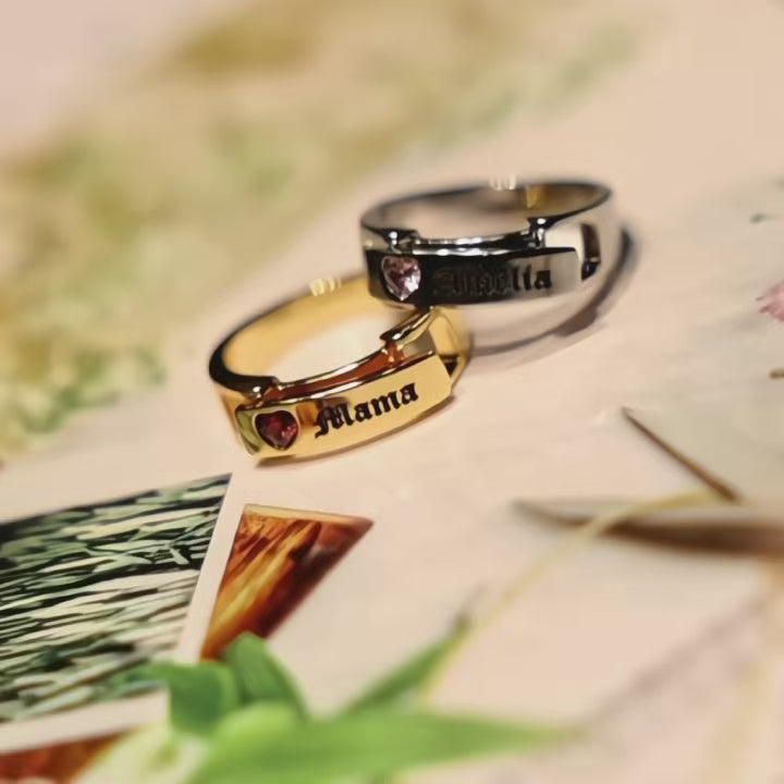 Personalized Birthstone Message Ring